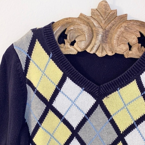 VINTAGE 90s Y2K Argyle Tennis Prep Preppy Sweater - Picture 2 of 6